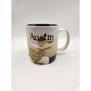 2010 Starbucks Austin Texas Coffee Tea Mug Cup 16 oz Collector Guitar Music